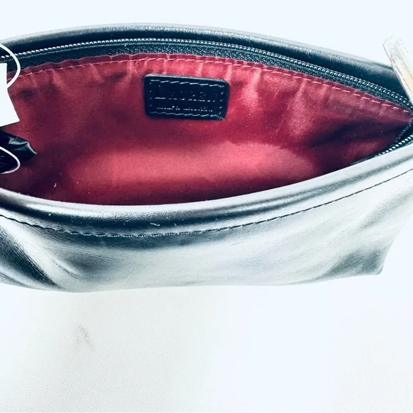 Lauren Ralph Lauren small soft black leather zip cosmetics pouch NWT - vintage - Picture 2 of 11